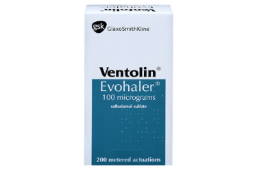 ventolin reliever asthma inhaler, 100 micrograms per actuation