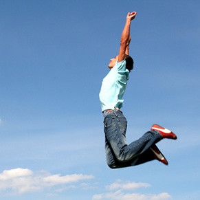 Man jumping in air
