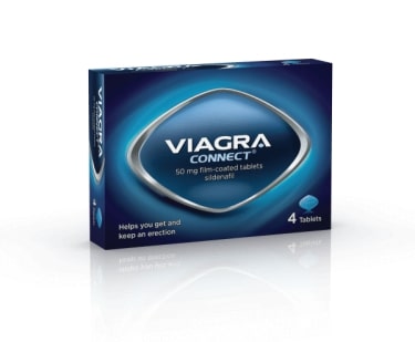 Box of Viagra Connect erectile dysfunction medication. 4 tablets 50mg